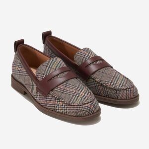 Cole Haan Stassi Penny Loafers in multicolor mini plaid textile Size 9C